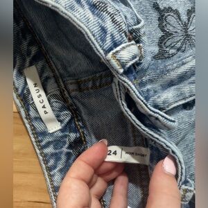 Blue pac-sun butterfly jean shorts